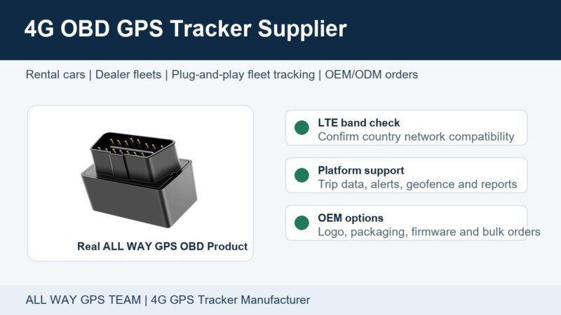 4G OBD GPS tracker device for rental car fleet supplier selection