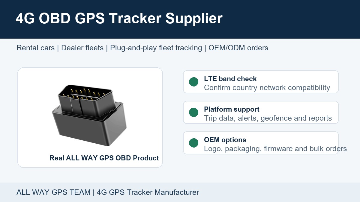 4G OBD GPS tracker device for rental car fleet supplier selection